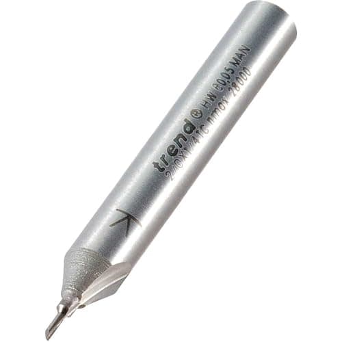Image of Trend Professional Single Flute Cutter, 1/4 Inch Shank, 1mm Cut Diameter & 3mm Cut Length, Tungsten Carbide Tipped, 2/0X1/4TC