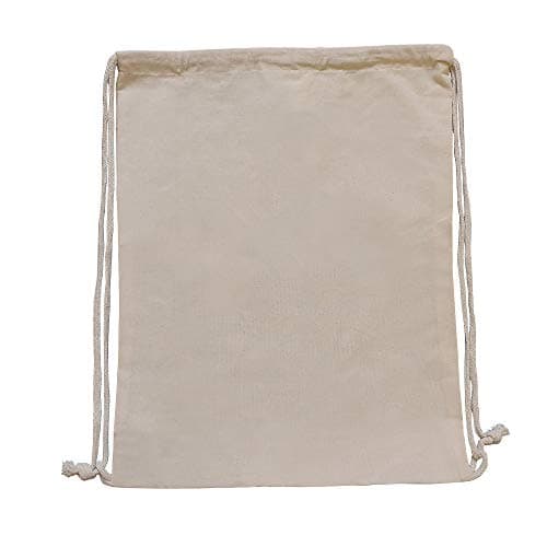Image of Bronta Mill Plain Cotton Drawstring Bags Rucksack Backpack Gym School PE Book Bag - Pack of 1