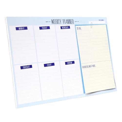 Image of SUMMIT A4 Undated Weekly Desk Planner Pad, 52 Tear off pages, To Do List Notepad, Daily Planning Schedule and Calendar, Organised Week to View Habit Tracker