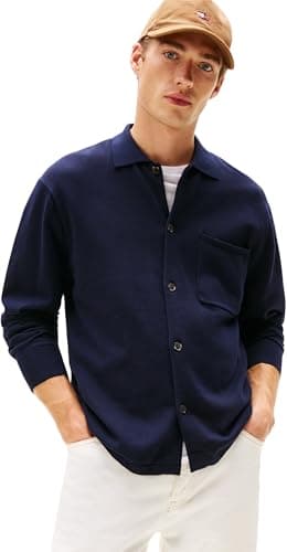 Image of Tommy Hilfiger Men's Essential Cotton Overshirt, Blue (Desert Sky), L