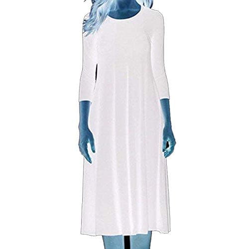 Image of Colop Womens Ladies Plain Jersey Swing Dress Casual Long Sleeve Midi Dress Skater UK Size (White, 16-18)