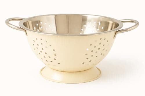 Image of 24cm Stainless Steel Colander with Handles – Deep Kitchen Strainer for Pasta, Rice, Vegetables & Fruit – Durable Large Food Drainer Bowl (Multiple Colours) (Cream)