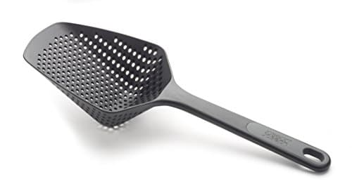 Image of Joseph Joseph Scoop Plus Colander, Spoon Drainer/Strainer, Scoop, Drain and Serve, heat resistant up to 200°C (392°F), Dishwasher safe, Large, Black, 24