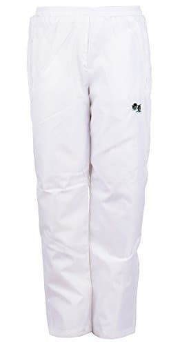 Image of Sians Fashions Mens Bowling Trousers White Waterproof Trouser with Embroidered Bowls Bowlers Logo (Large, White)