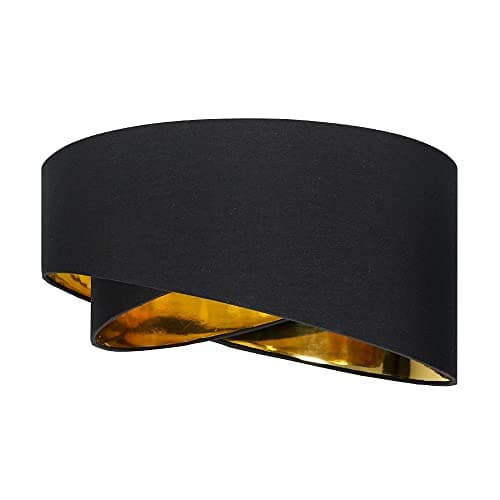 Image of MiniSun | Modern Black and Gold Double Layer Easy Fit Living Room Bedroom Ceiling Pendant Light Shade | Shades & Home Improvements Essential | 40cm Shade Width