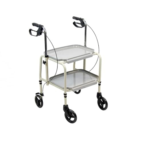 Image of NRS Healthcare Home Helper Wheeled Trolley with Brakes for Support & Stability, Optimum to Safely Transfer Meals, Drinks etc in The Home, Height Adjustable & Easy to Clean Removable Trays