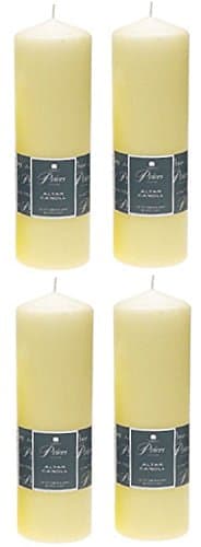 Image of 4 x Prices Ivory Altar Candle 250mm X 80mm 125 Hours Burn Time