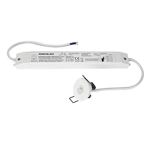 Image of 3W LED 3 Hours Non Maintained Recessed Emergency Ceiling Mounted Light Downlight Spotlight Mini Light with Control Gear Wide Angle Emergency Backup