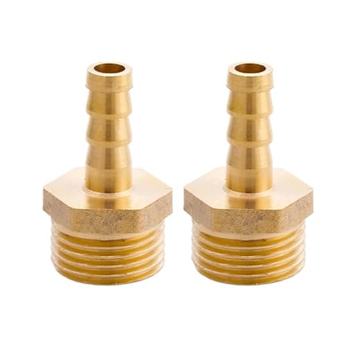 Image of SEIWEI G 1/2" Male Thread x 8mm Barbed Hose Pipe Connector, Brass Barb Hose Tail Joint Coupler Adapter, Garden Hose Fitting Accessories (2 Pieces)
