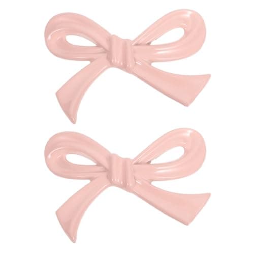 Image of DIYEAH 2pcs Light Pink Bow Cabinet Handles - Decorative Drawer Knobs for Chest of Drawers & Wardrobes - Whimsical Bow-Shaped Cupboard Door Handles for Nursery & Kitchen