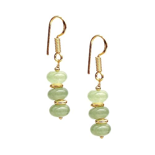Image of Gempires Green Prehnite Beads Crytsal Drop Dangle Earrings For Women Light Green Crystal Gemstone Handmade Jewelry with Gold Plated Hooks