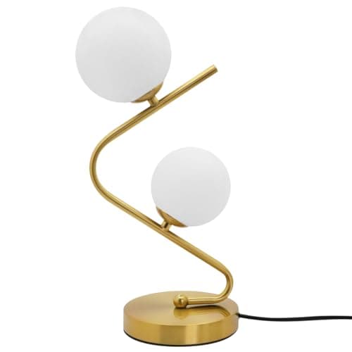 Image of Twin Opal Globe Table Lamp Brass Desk Lamp Frosted Glass Sphere Bedside Light T516F