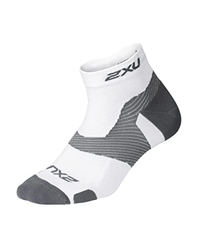 Image of 2XU Unisex Vectr Light Cushion 1/4 Crew Socks - White/Grey, Large