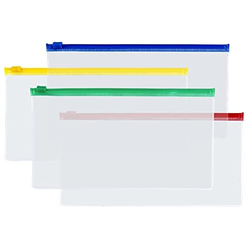 Image of Pack of 6 - Clear Pencil Case Exam Stationery Transparent Zip Pouch Plastic Storage Document Wallet Cosmetics Organisers Cases Offices Supplies Travel Accessories (22.5cm x 12.5cm)