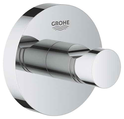 Image of GROHE Start QuickFix Robe Hook (Metal, Concealed Fastening, Including Screws and Dowels, Extra Easy to Fit QuickGlue), Size 45 mm, Chrome, 41173000