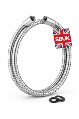 Image of SBUK Chrome Shower Hose 1.75m – Anti-Kink Stainless Steel High Pressure Replacement with Universal Standard Fittings - 11mm Cone – Leakproof & Durable Bathroom Accessory
