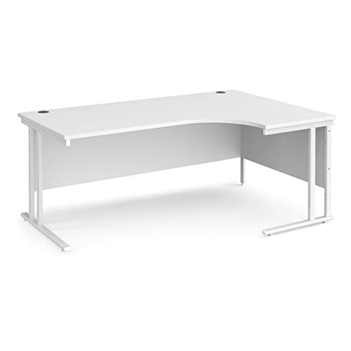 Image of Mr Office Maestro 25 right hand ergonomic desk - white cantilever leg, White, 1800