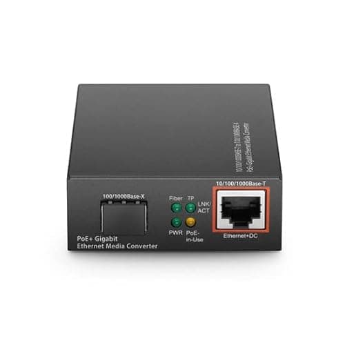 Image of QSFPTEK 1G Gigabit Ethernet PoE+ Media Converter, Fiber to Ethernet Converter with 1x 10/100/1000Base-T to 1x 100/1000Base-X SFP Slot, AC 100V~240V or DC 5~12V Optional