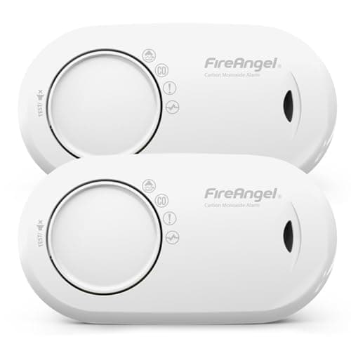 Image of FireAngel Carbon Monoxide Alarm and Detector - FA3313 10-Year Sensor Life CO Alarm for Home with 1-Year Replaceable Batteries - Travel, Portable Carbon Monoxide Detector - CO Detector - 2-Pack - White