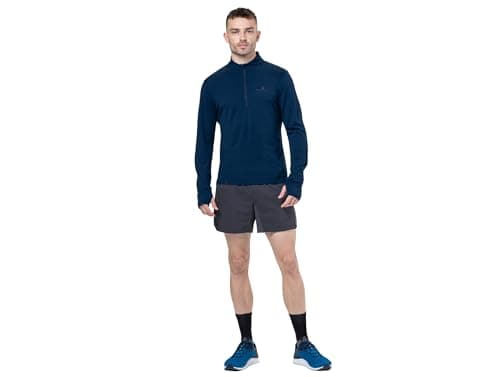 Image of Ronhill Mens Half Long Sleeve T-Shirt Tech Merino 1/2 Zip, Blue, L EU