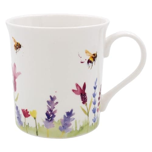 Image of Lesser & Pavey British Designed Coffee Mug | Ceramic Coffee Mugs for Home or Work | Large Mugs for Hot Drinks | Lavender & Bees 2 Tea and Coffee Cups - Jennifer Rose Gallery