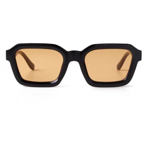 Image of Laurinny Trendy Rectangle Square Sunglasses for Women Retro Square Frame 90s Sun Glasses(Black/Yellow)