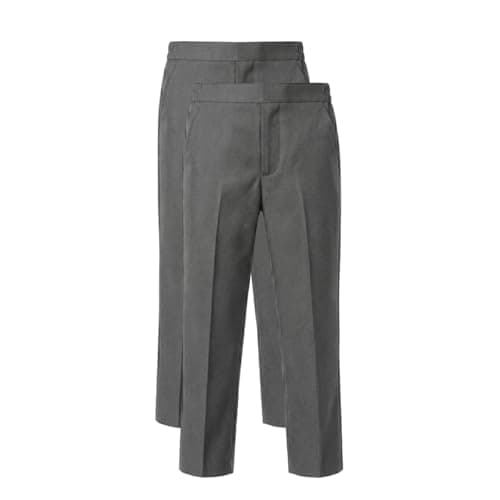 Image of IMFAA Kids School Uniform Trousers/Pants –Pull-On Adjustable Elastic Waist - Grey & Black - No Zip or Hook (UK, Age, 9-10Y, Grey P-2)