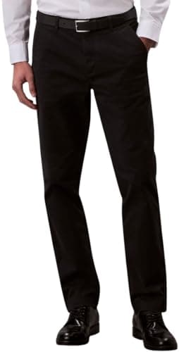 Image of Calvin Klein Men’s Signature Slim Fit Cotton Chinos, Black (Black), 34W/31L