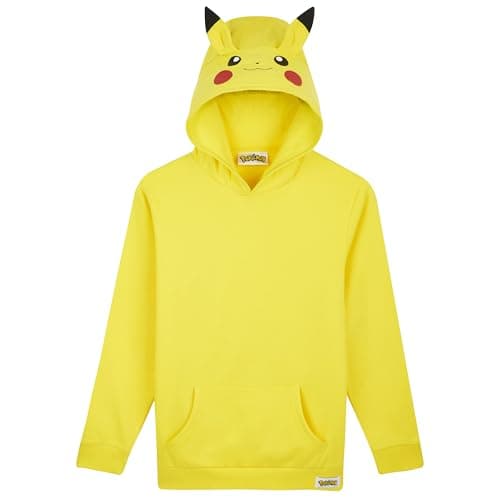 Image of Pokemon Hoodie for Boys Teens, Hooded Sweatshirt, Pikachu Eevee Pullover Casual Sports, Long Sleeve Jumper, Anime Gifts for Boys (9-10 Years, Yellow Pikachu)