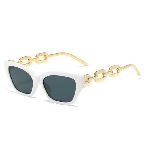 Image of KTUCN Fashion Cat Eye Sunglasses Women Vintage Glasses Black Sun Glasses Female UV400 Golden Eyewear,White,142mm