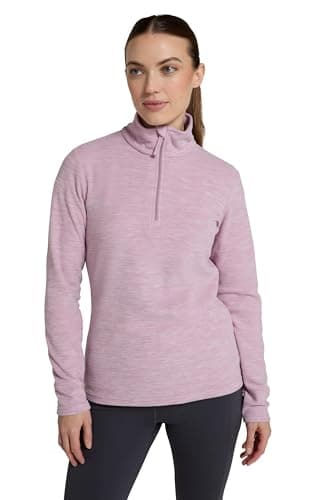 Image of Mountain Warehouse Snowdon Womens Fleece Top - Warm Ladies Pullover, Lightweight Sweater, Half Zip, Breathable & Quick Drying - Spring Summer, Walking, Travel Light Pink Women's Size 12