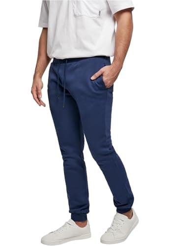 Image of Urban Classics Men's Jogging Bottoms Organic Cotton Organic Basic Sweatpants Sports Trousers for Men in Many Colours, Sizes S - 5XL, Dark Blue, S