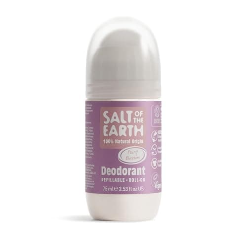 Image of Salt of the Earth - Refillable Roll On Deodorant, 100% Natural Ingredients - Peony Blossom - Suitable for Men, Women & Kids - Vegan - Smart Refillable Format - 75ml