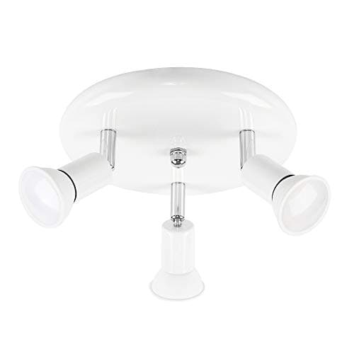 Image of MiniSun | Modern Gloss White and Chrome 3 Way GU10 Ceiling Spotlight | Ceiling Spots, Home Décor & Improvement Essential | Mains Wired