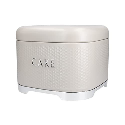 Image of KitchenCraft Cake Storage Tin with Lid, Latte Cream, 26 x 26 x 2cm