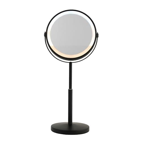 Image of Beldray Rechargeable 7” Double Sided Makeup Mirror With Lights – 1X/3X Magnification Vanity Mirror, Height Adjustable, 3 Colour LED, Dimmable, 360° Swivel, Free Standing For Bathroom, Dressing Tables