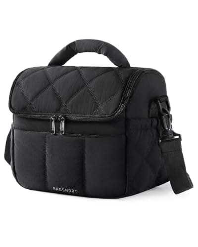 Image of bagsmart Insulated Lunch Bags for Women, 6.7L Portable Lunch Box with Shoulder Strap Reusable Cooler Bag, Puffy Thermal Lunch Tote for Work/School/Picnic/Travel
