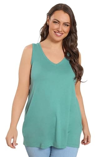 Image of Yours Curve Green Vest Top - Women's - Plus Size Curve