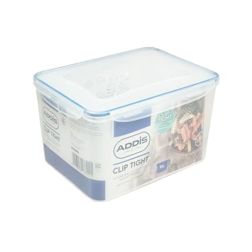 Image of Addis Clip Tight Super Large Food Storage Container 9 Litre Tall Rectangle Airtight Silicone Seal Containers Bpa Free Easy Locking Lid Clips, Clear Transparent