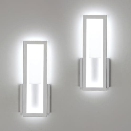 Image of Osairous 2 x 16 W 1800 LM Modern Acrylic Wall Lamp White LED Light 6500 K for Bedroom, Living Room, Hallway, Staircase, 32 cm