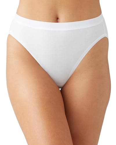Image of Wacoal Women's Understated Cotton Hi-Cut Brief Panty, White, M