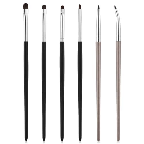 Image of 6 Pcs Eye Makeup Brush Sets, Mini Smudge Brush for Eyeliner, Small Eyeshadow Brushes for Creasing Eye Makeup, Powder, Gel, Cream Liquid Concealer, Highlighter, Eyeliner Blending, Detail Brushes