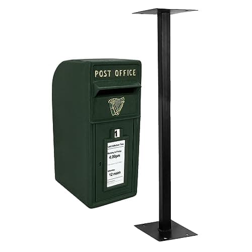 Image of Post Box Irish with Floor Stand ER Cast Iron Wall Mounted Wedding Authentic Pillar Replica Lockable Post Office Letter Box Green