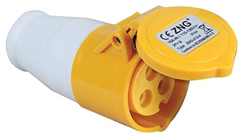 Image of PRO ELEC 16A 110V CEE Cable Mount Socket, 2P+E, IP44, Yellow – Industrial Site Connector with Hinged Cover (PELB0118)