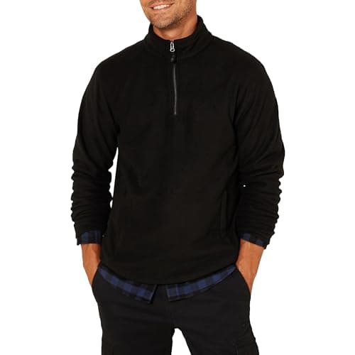 Image of Amazon Essentials Men's Quarter-Zip Polar Fleece Jacket, Black, M