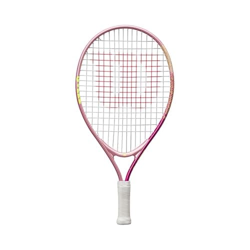 Image of Wilson Intrigue Jr 19 Tennis Racket, Lightweight Frame for Easy Handling, Performance-Ready Providing Stable Play and Powerful Shots, Arm-Friendly Strings, Colour: Light Pink, Size: 19