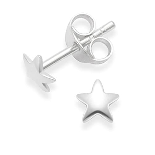 Image of Heather Needham Sterling Silver Star Earrings - SIZE: 5mm. Flat silver star studs. Gift Boxed B41HN/5150.