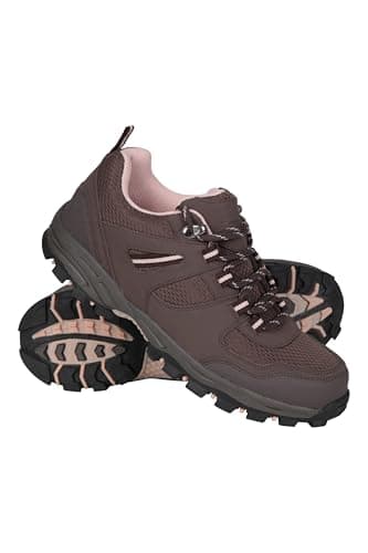 Image of Mountain Warehouse McLeod Womens Walking Shoes - Lightweight, Warm, Durable, Breathable, Mesh Lining, Sturdy Grip, Rubber Outsole - Spring Summer, Running & Gyming Dark Brown Adult Shoe Size 5