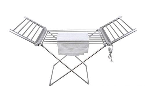 Image of HomeTronix 20 Bars Winged Electric Heated Clothes Airer Dryer Indoor Horse Rack Fast Laundry Washing Drying Folding for Easy Storage Towel Shirts Bed sheets Dry Saves Energy