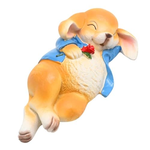 Image of Hoypeyfiy Garden Statues Rabbit, Decorative Easter Bunny Figurine for Indoor and Outdoor, Sleeping Rabbit Resin Décor for Garden, Yard, and Lawn (Blue)